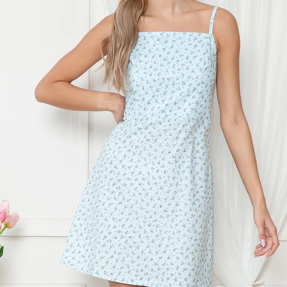 NEW Floral Print Smocked Back Spaghetti strap Cotton Mini Dress - Picture 1 of 7